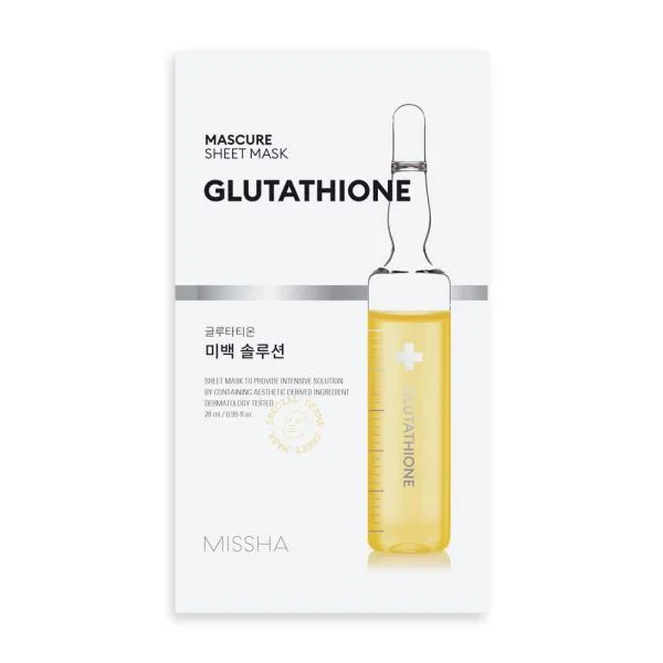 Missha Mascure Whitening Solution Шийт маска за изравняване на тена с Глутатион
