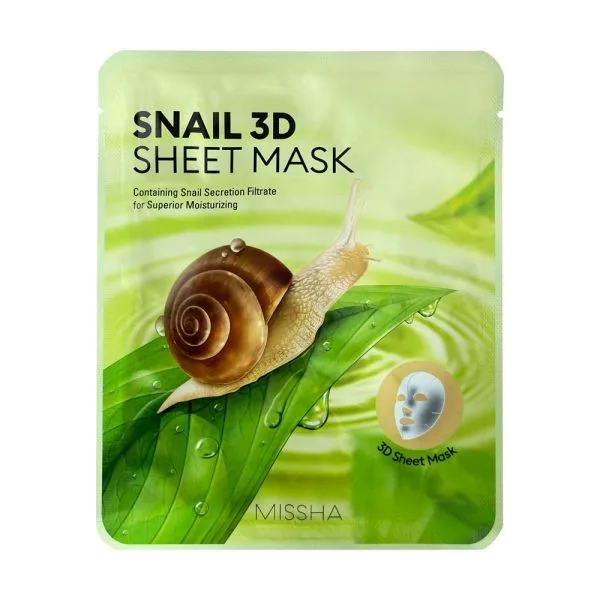 Missha Snail 3D Sheet Mask  Текстилна 3D маска със секрет от охлюв
