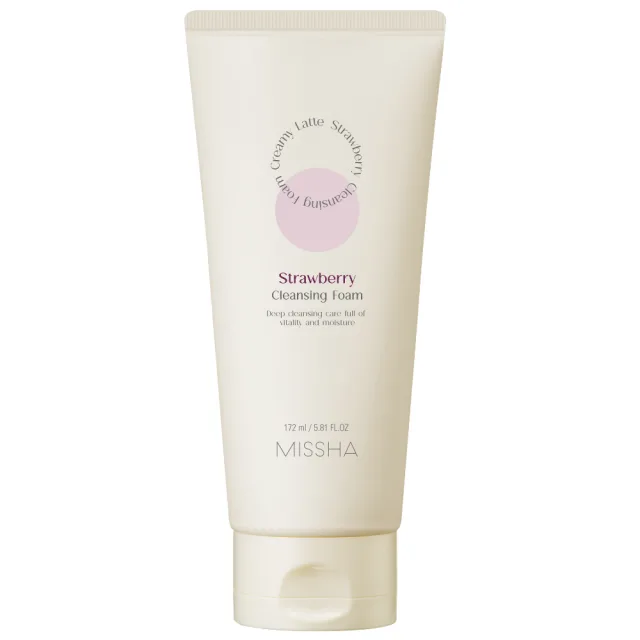 Missha Creamy Latte Почистваща пяна за лице за сияйна кожа, Ягода